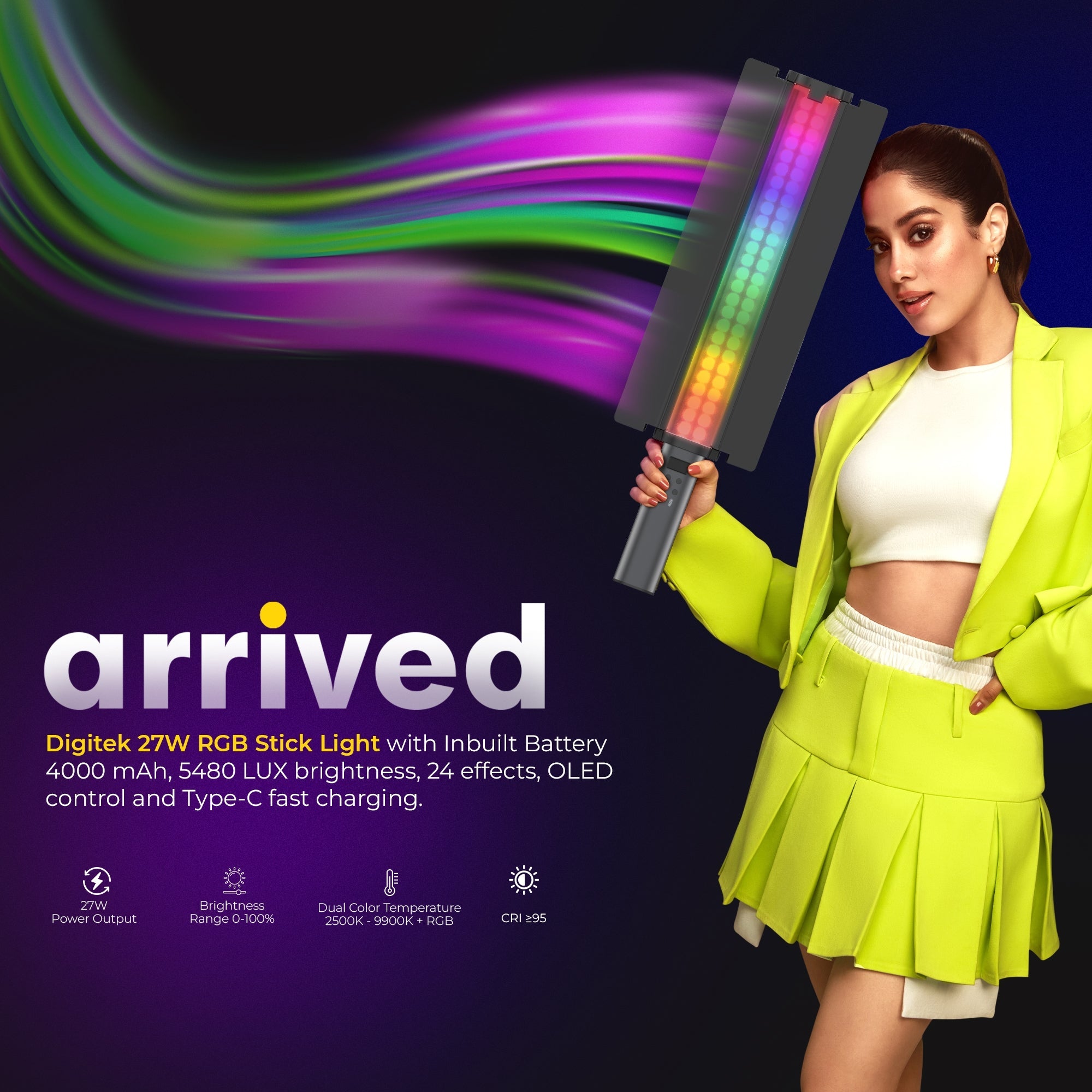 Digitek (DSL 27W RGB) 27W LED RGB Stick Light Wand