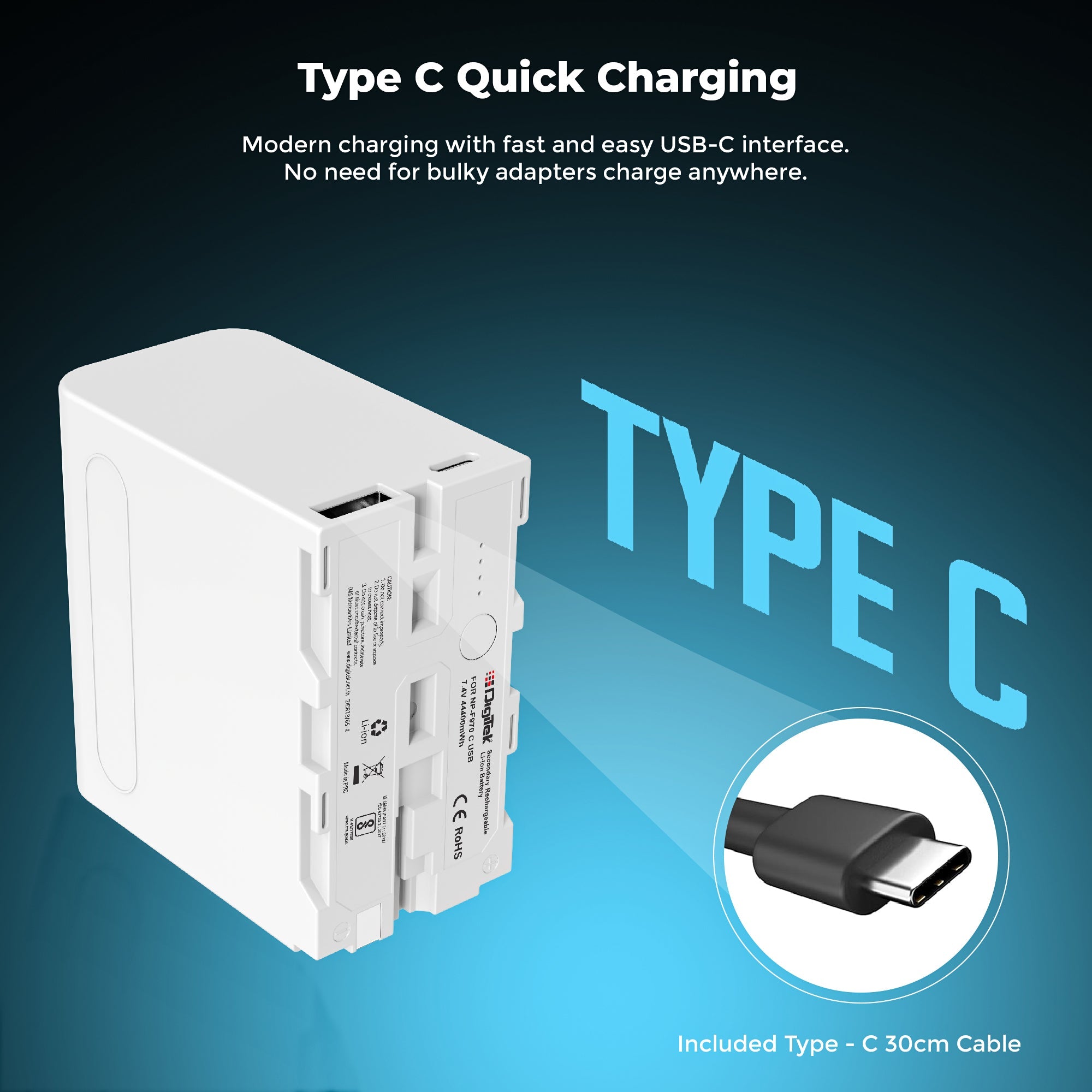 Digitek (NP-F970 C USB) 12000mAh Li-ion Battery for Sony